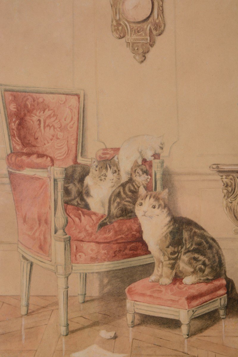 Les Chats Au Salon -  Louis Eugène Lambert 1825-1900-photo-4