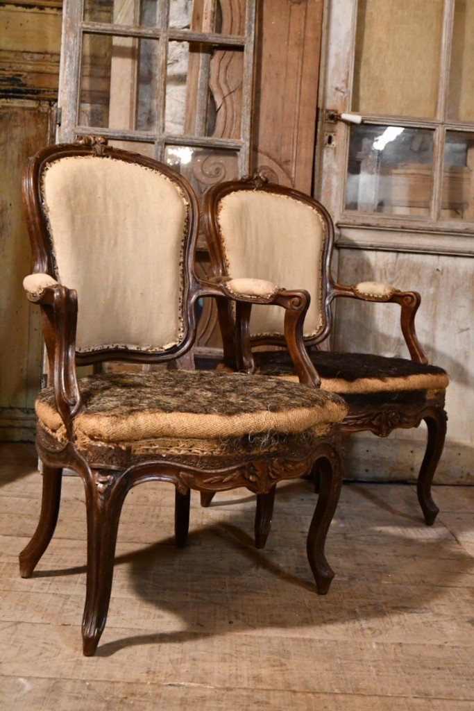 Paire De Fauteuils Louis XV , 18eme