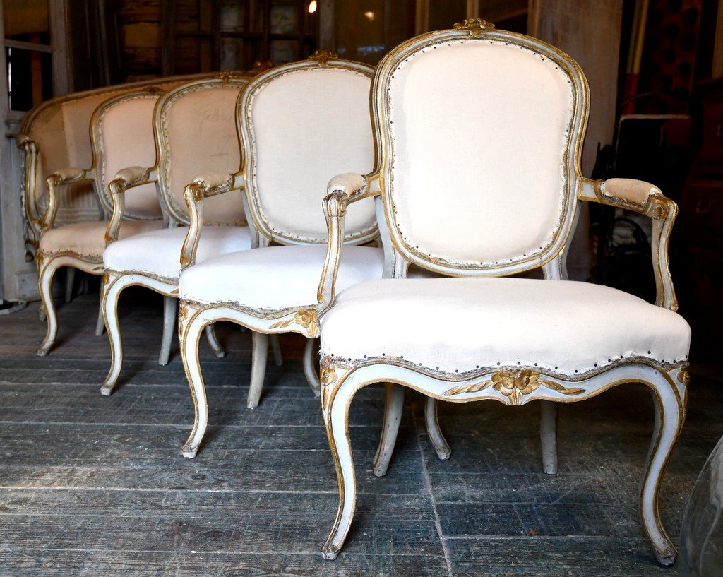 Suite De 4 Fauteuils Louis XV