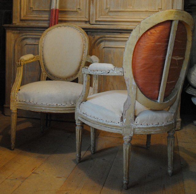 Paire De Fauteuils Louis XVI , 18eme-photo-2