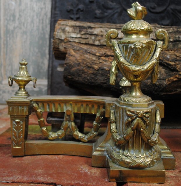 Pair Of Bronze Andirons Louis XVI Style