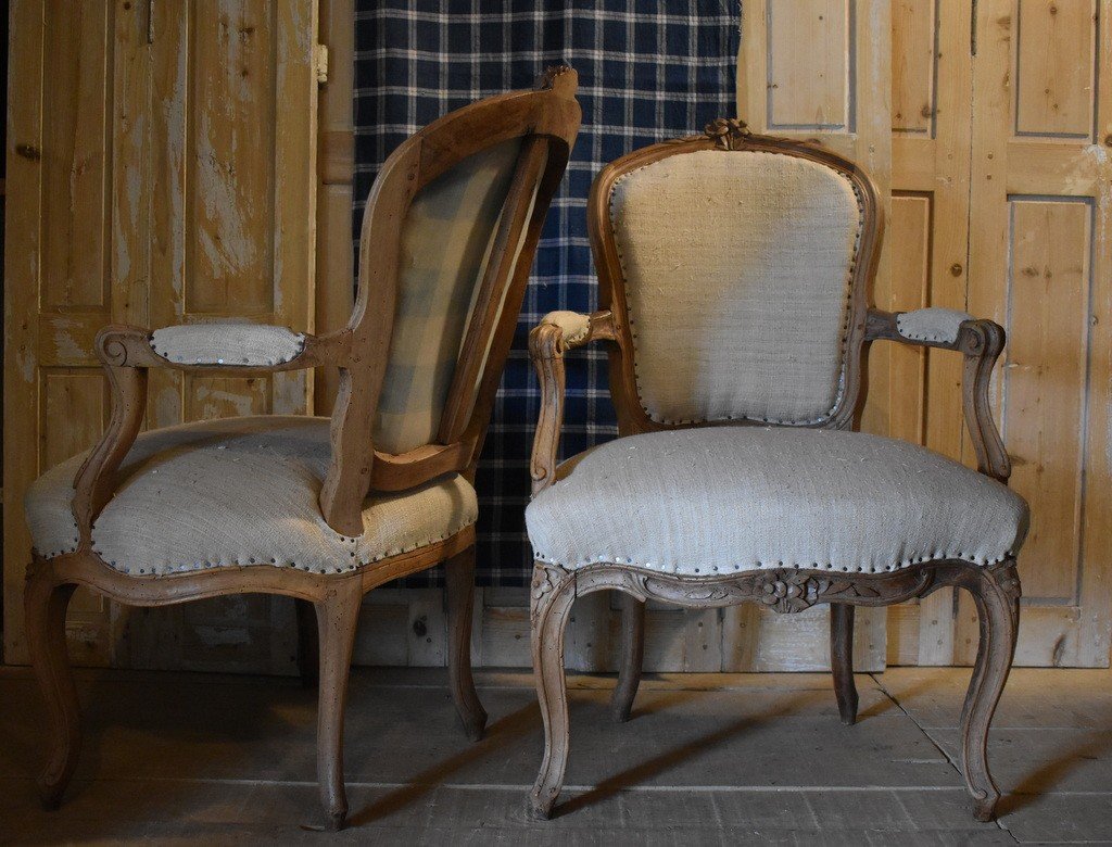 Paire De Fauteuils Louis XV , 18eme-photo-4