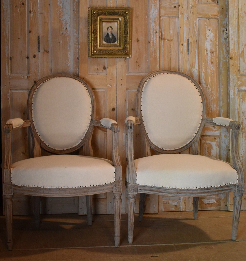 Paire De Fauteuils Louis XVI , 18eme-photo-4