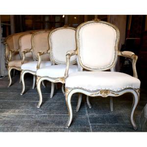 Suite De 4 Fauteuils Louis XV