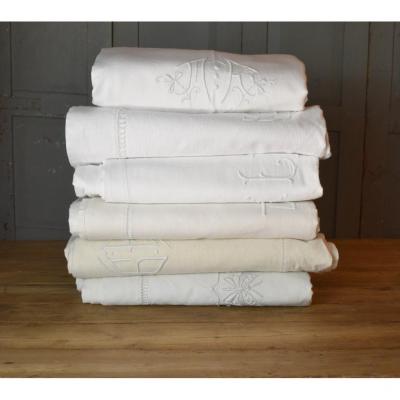 LOT DE 6 DRAPS MONOGRAMME