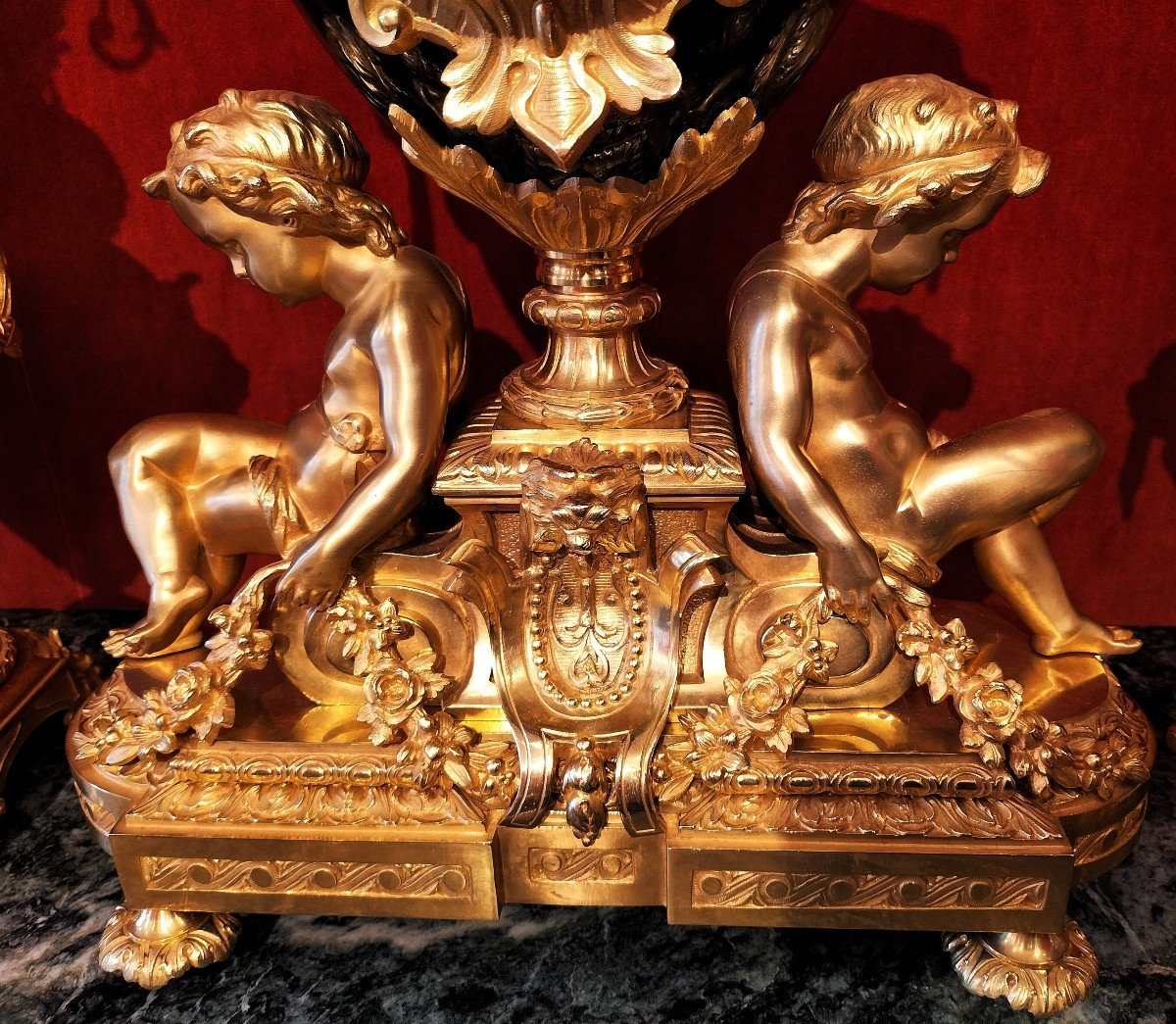 Importante Garniture De Cheminée En Porcelaine Et Bronze Doré époque Napoléon III -photo-1