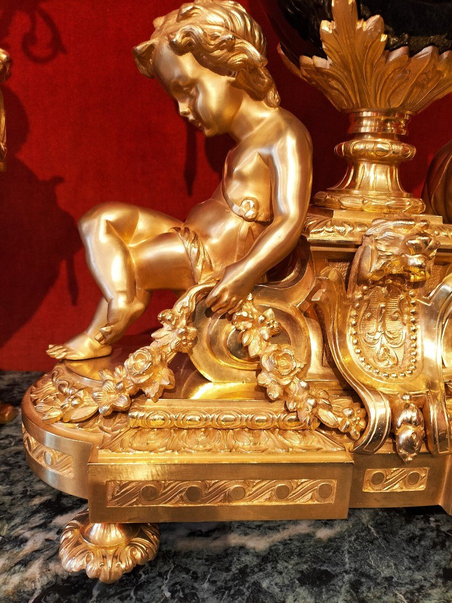 Importante Garniture De Cheminée En Porcelaine Et Bronze Doré époque Napoléon III -photo-6