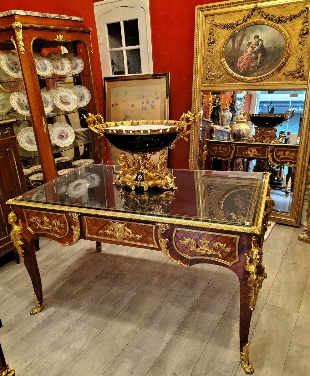 Bureau Style Louis XV Marqueterie d'Après Cressent-photo-2