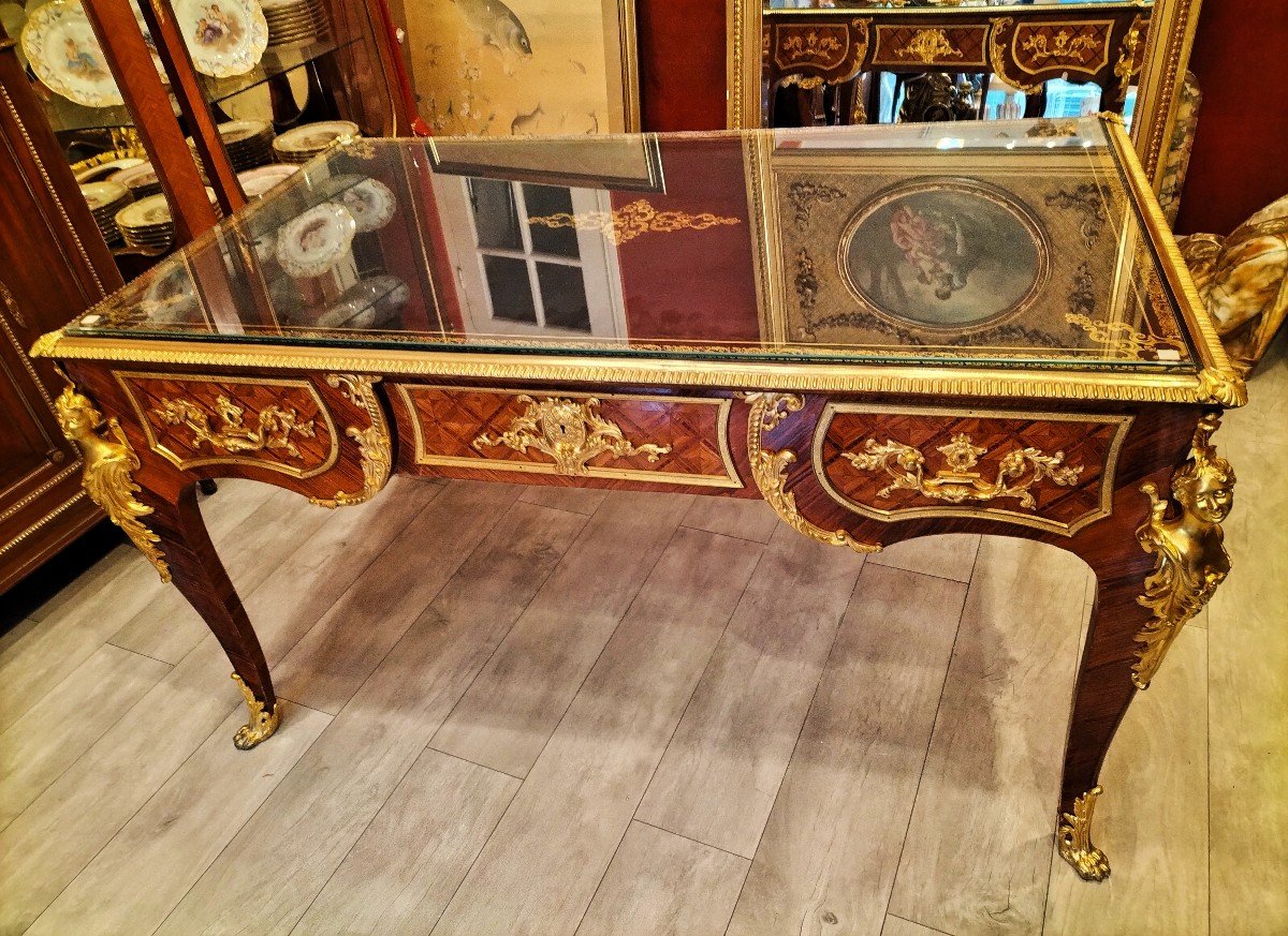 Bureau Style Louis XV Marqueterie d'Après Cressent