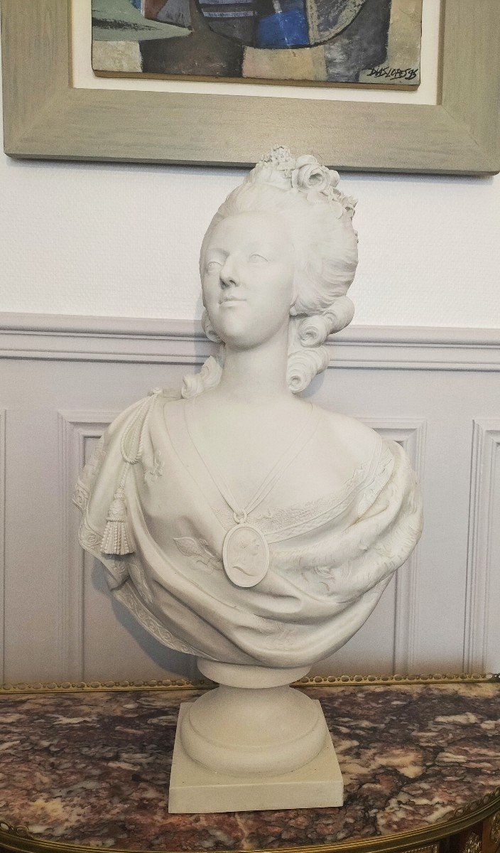 Très Important Buste De Marie Antoinette En Biscuit -photo-7
