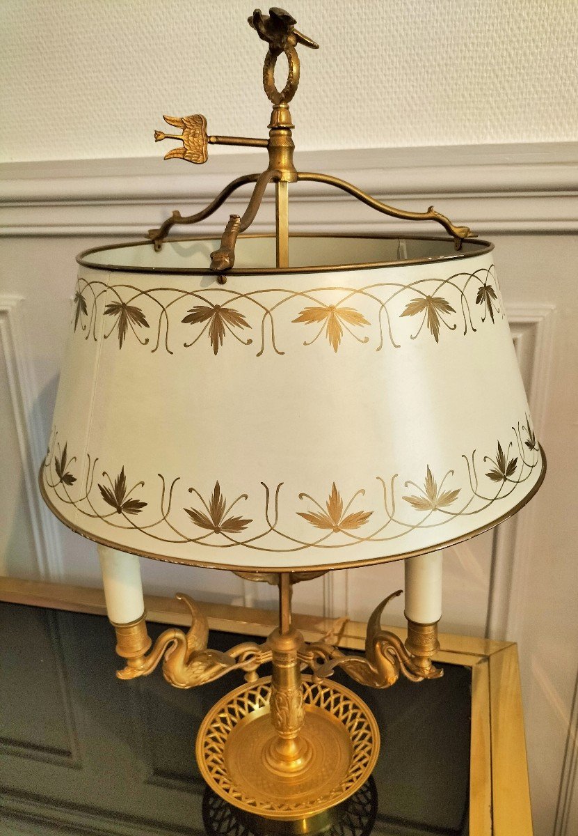 Grande Lampe Bouillotte en bronze doré Style Empire -photo-4