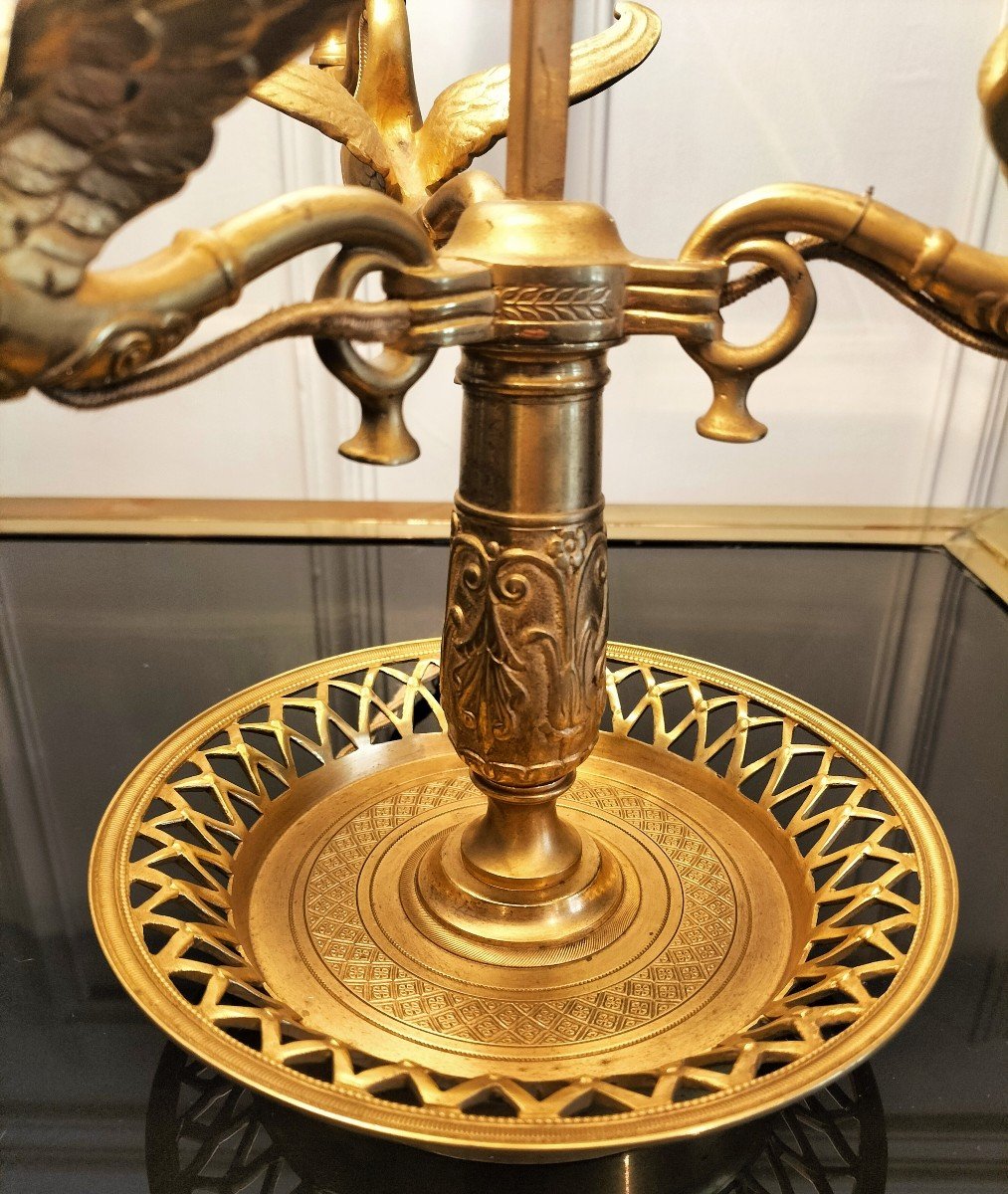Grande Lampe Bouillotte en bronze doré Style Empire -photo-1