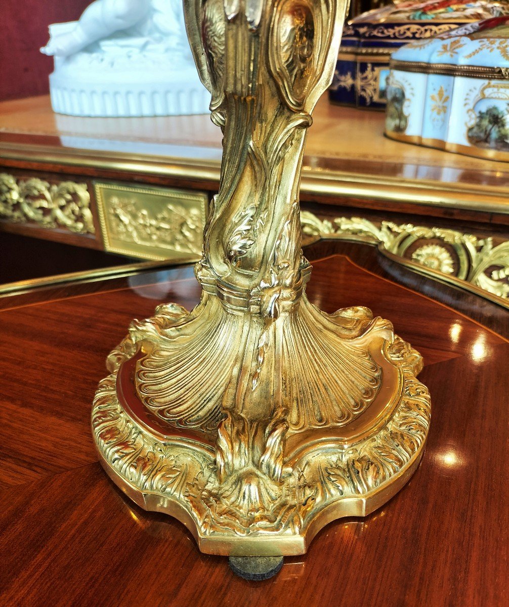Important Pair Of Gilt Bronze Candelabra Louis XV Style-photo-5