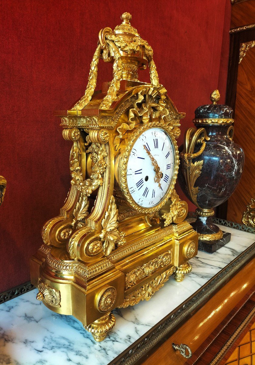 Pendule En Bronze Doré Style Louis XVI-photo-3