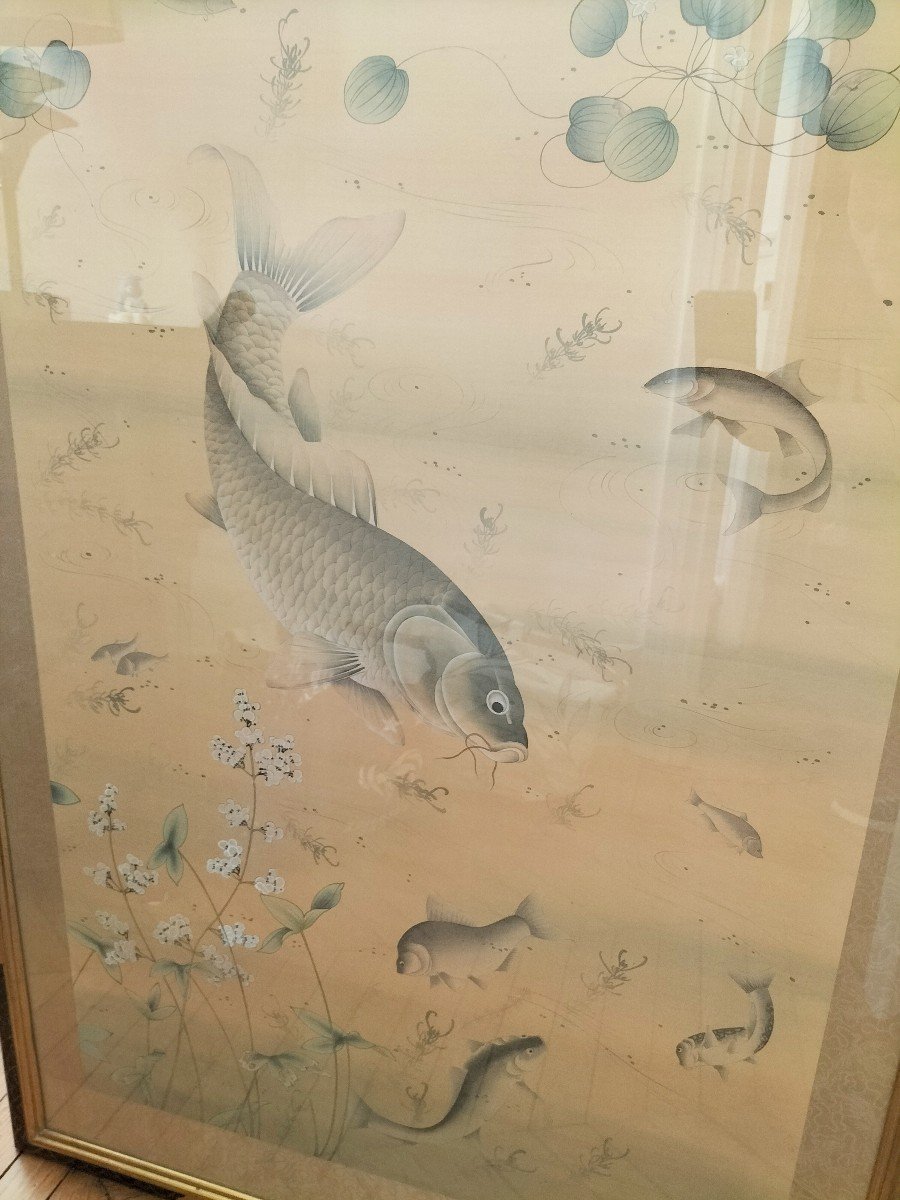 Large Asian Silk Painting-photo-1