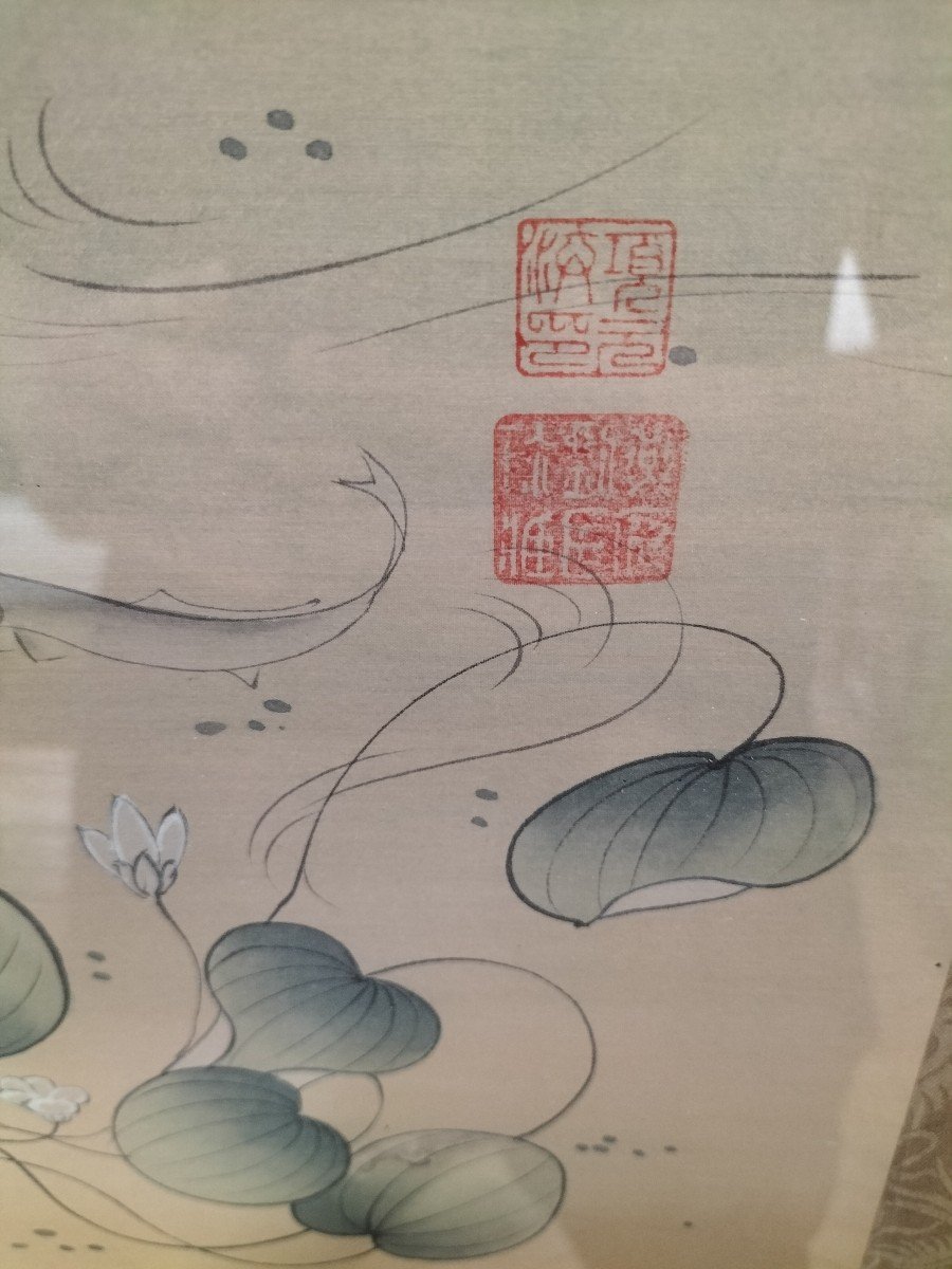 Large Asian Silk Painting-photo-2