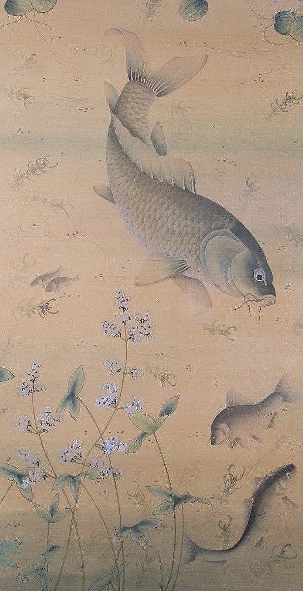 Large Asian Silk Painting-photo-3