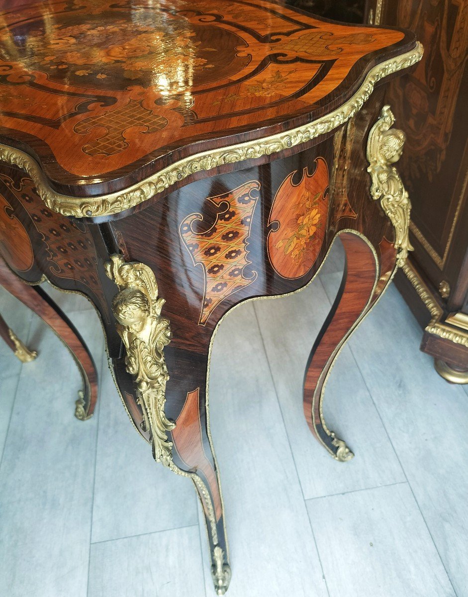 Coiffeuse En Marqueterie Et Bronze Doré époque Napoléon III -photo-2