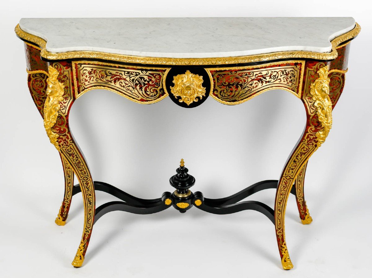 Importante Console En Marqueterie Boulle époque Napoléon III 