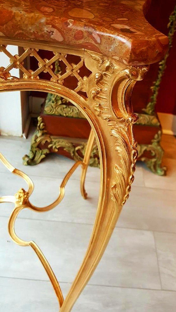Guéridon En Bronze Doré Style Louis XV -photo-6