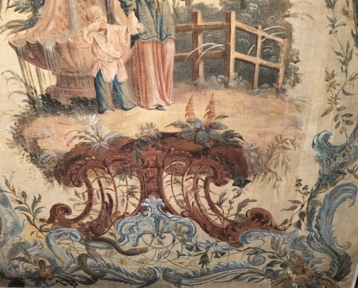 Exceptional And Very Important Oil On Canvas With Chinoiserie -photo-3