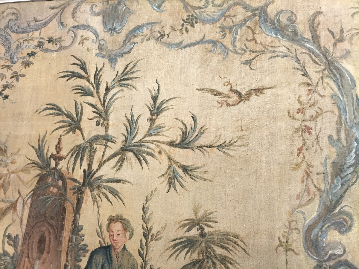 Exceptional And Very Important Oil On Canvas With Chinoiserie -photo-4