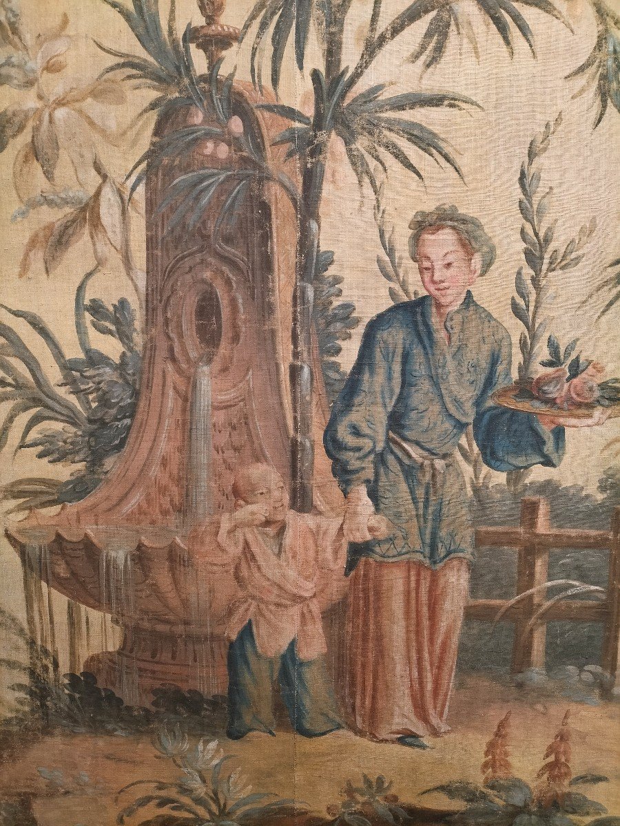 Exceptional And Very Important Oil On Canvas With Chinoiserie -photo-1
