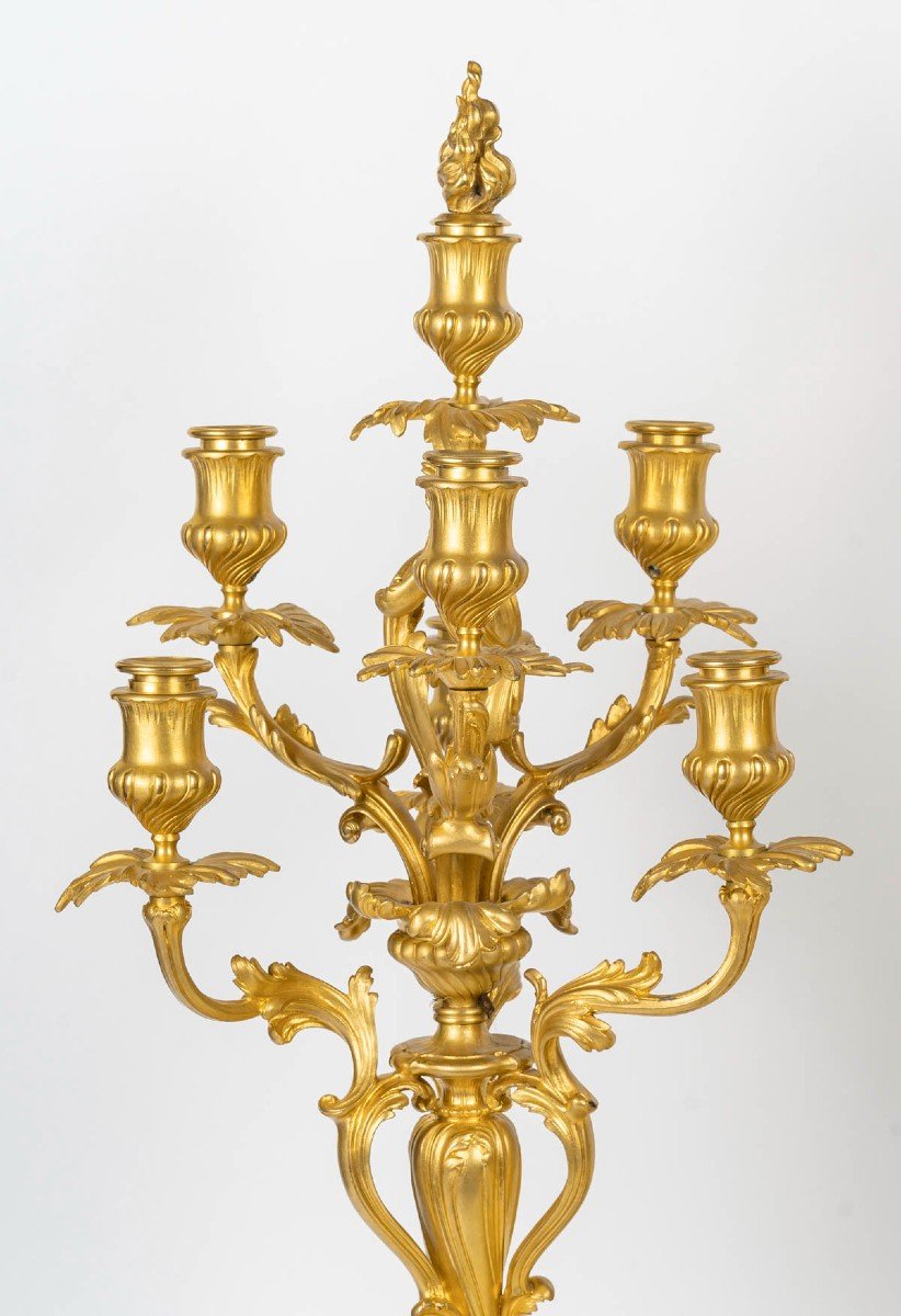 Pair Of Important Candelabra In Gilt Bronze Signed Barbediennee-photo-2