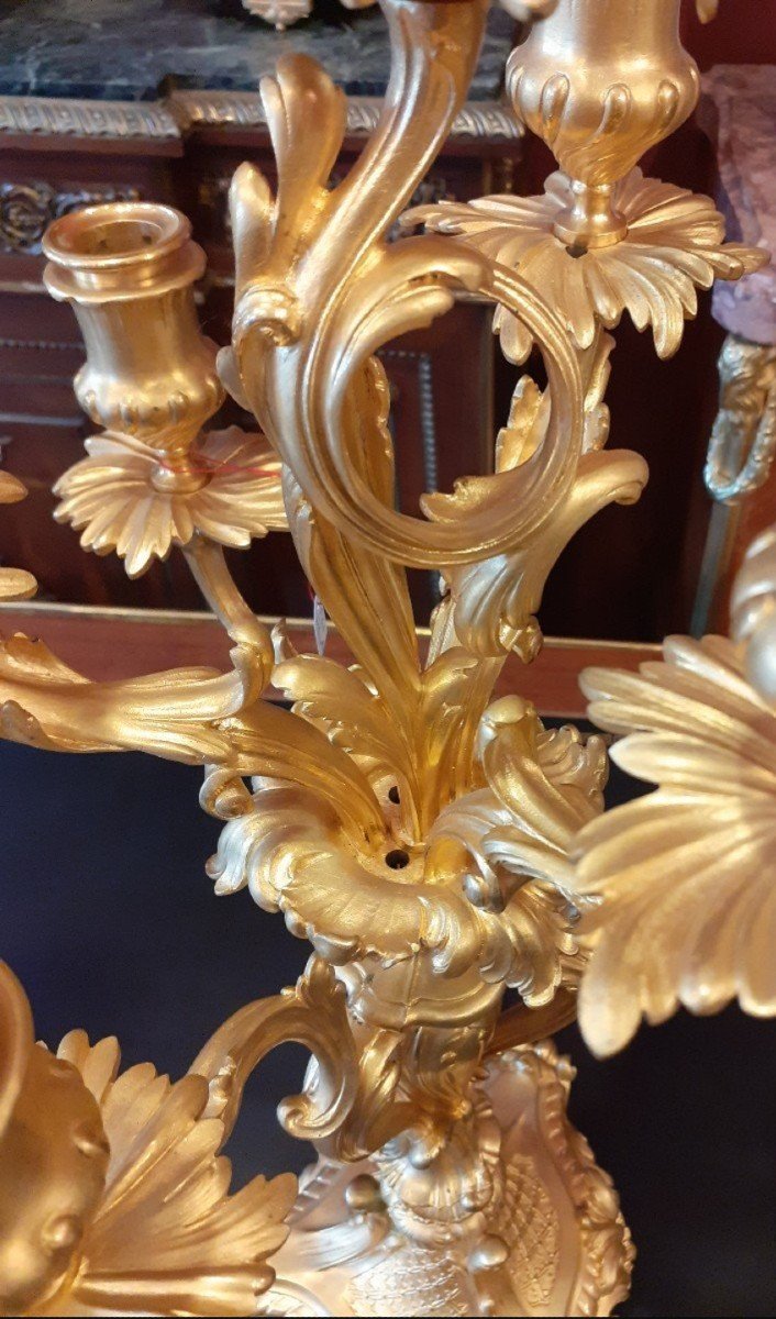 Pair Of Important Candelabra In Gilt Bronze Signed Barbediennee-photo-6