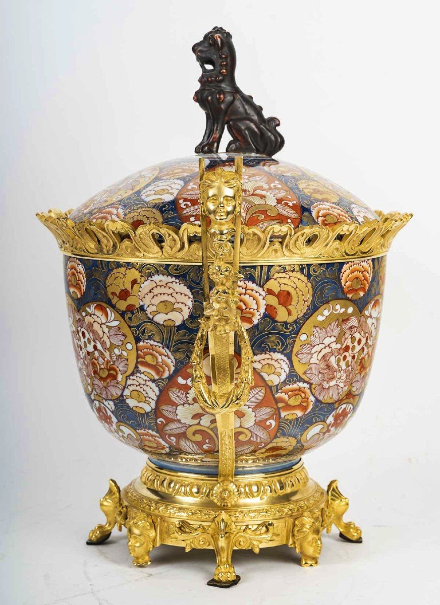 Important Brûle Parfum En Porcelaine Imari Japon Monture Bronze Doré -photo-3