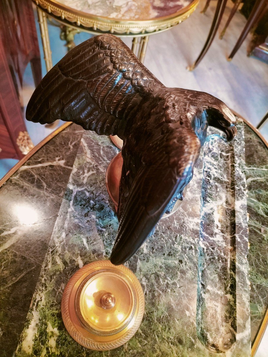 Important Inkwell In Green Marble And Gilt Bronze Empire Style -photo-7