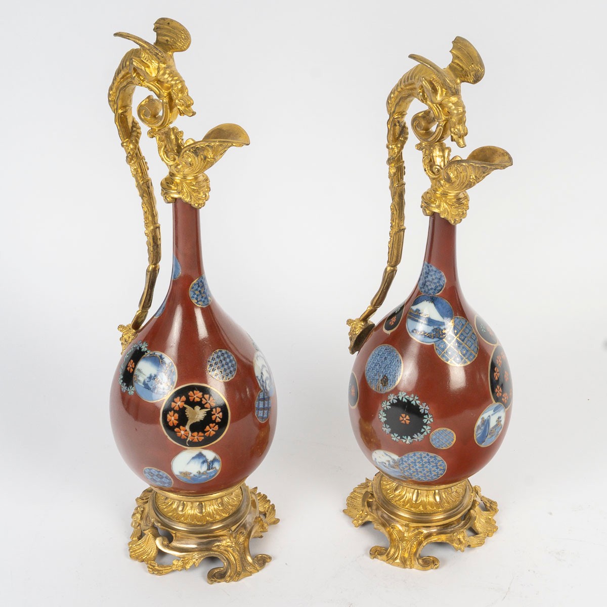 Pair Of Japanese Porcelain And Gilt Bronze Ewers -photo-4