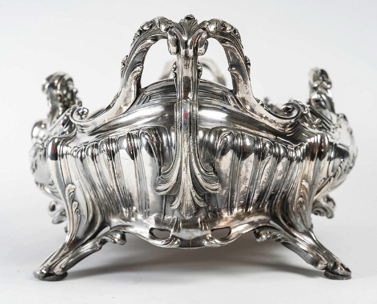 Importante Jardinière En Bronze Argenté Style Louis XV -photo-2