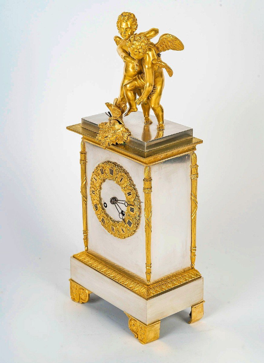 Gilt And Silvered Bronze Clock, Restoration Period -photo-2