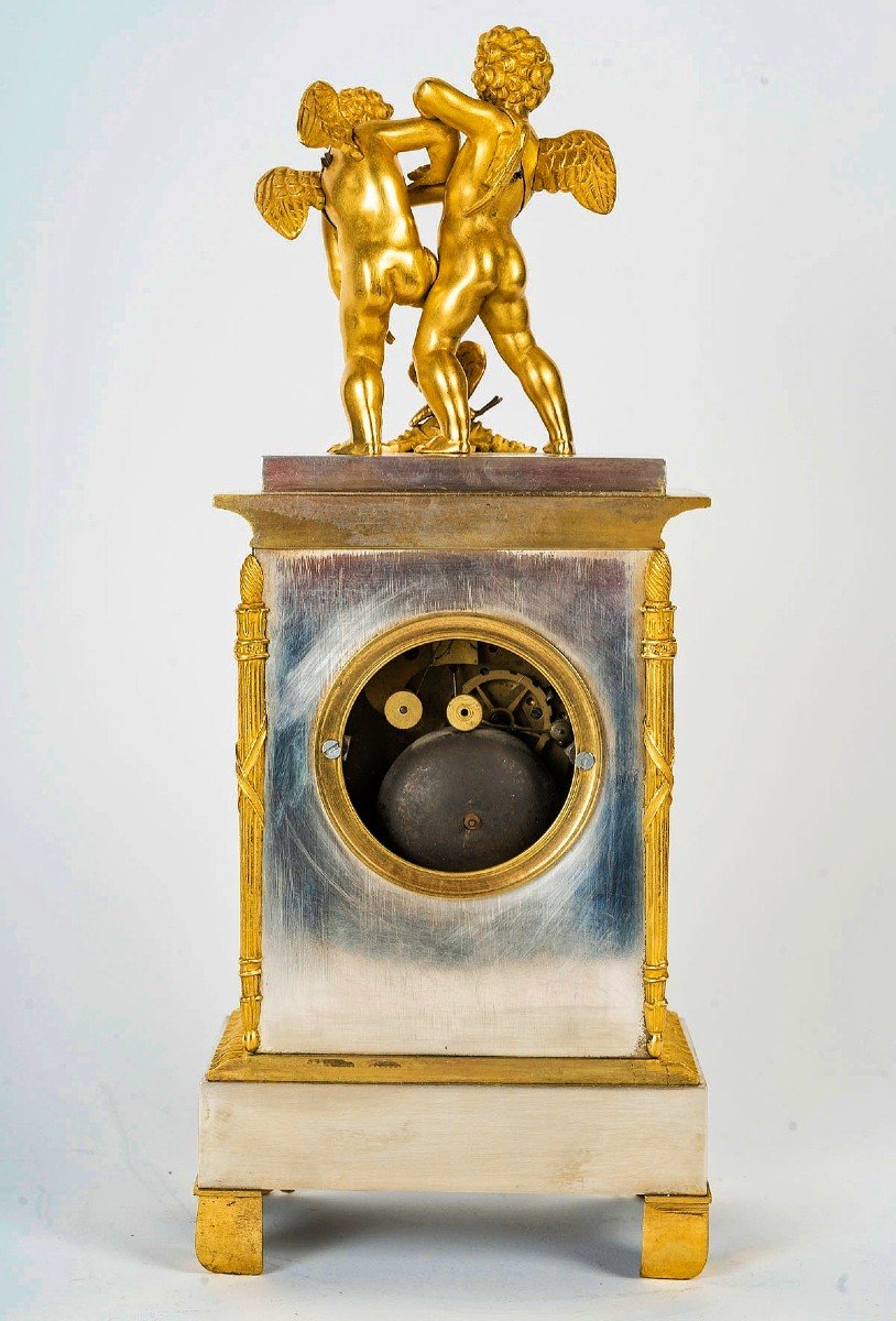 Gilt And Silvered Bronze Clock, Restoration Period -photo-4