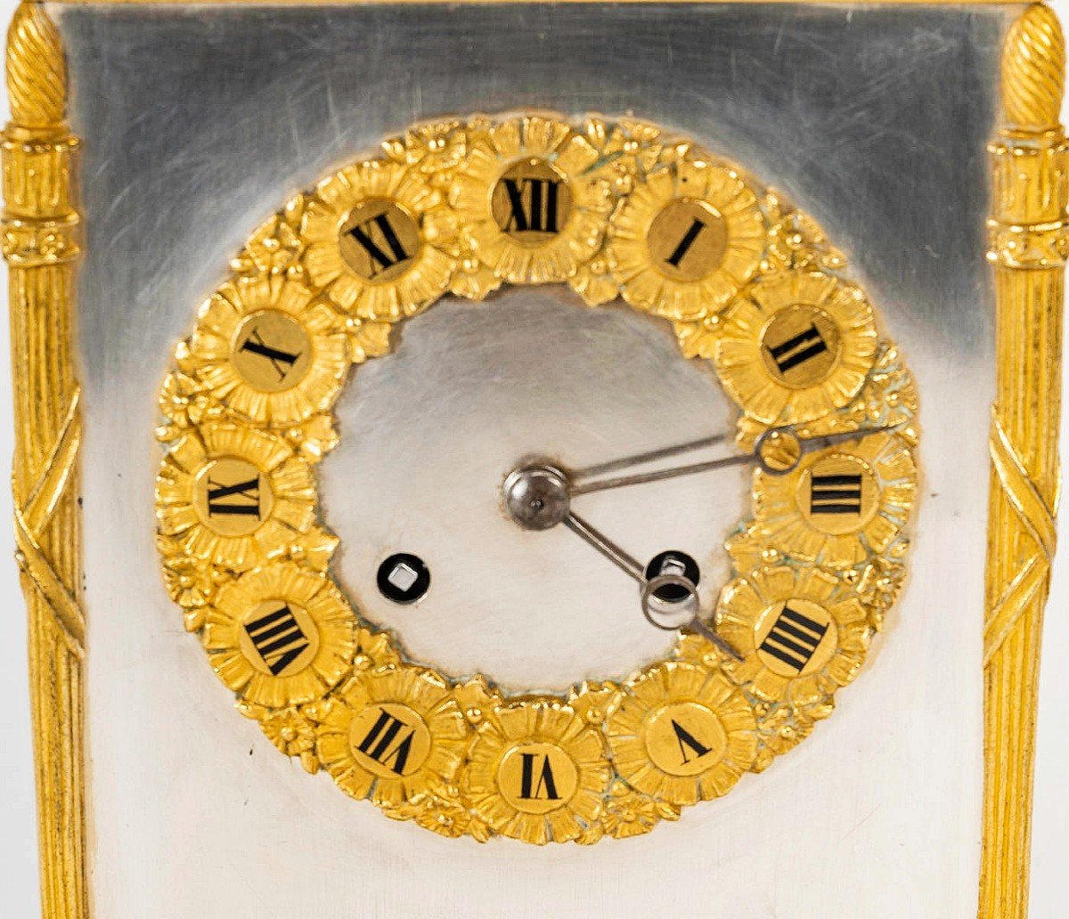 Gilt And Silvered Bronze Clock, Restoration Period -photo-5