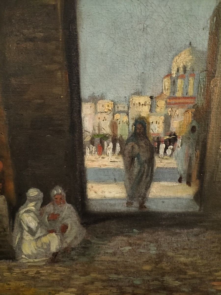  Fès Huile Sur Toile Orientaliste-photo-4