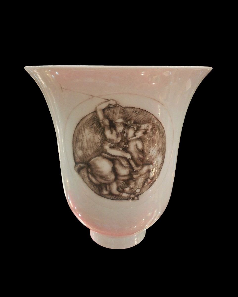 Sèvres Manufacture Porcelain Vase Decorated By Pierre Auguste Gaucher 1939-photo-2