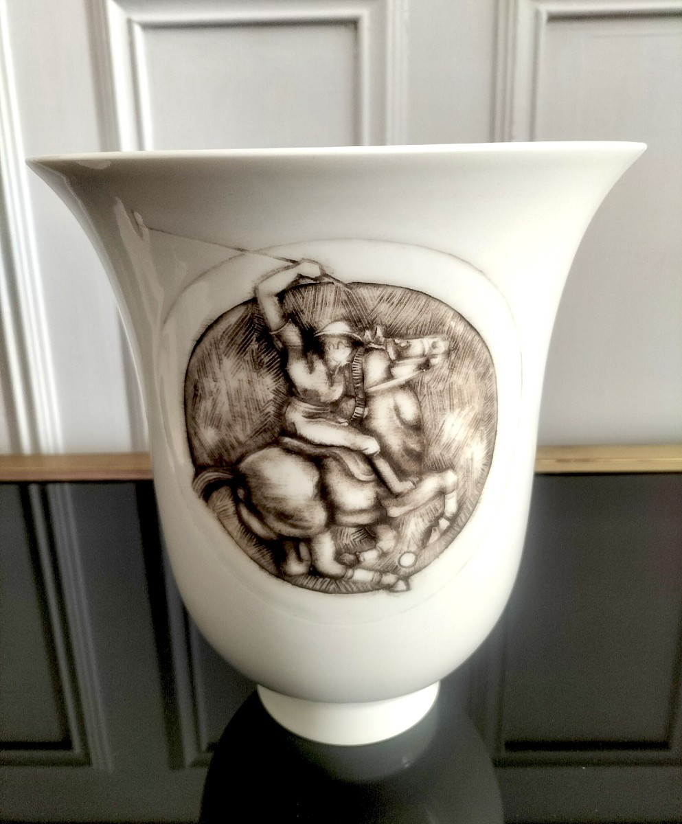 Sèvres Manufacture Porcelain Vase Decorated By Pierre Auguste Gaucher 1939-photo-3