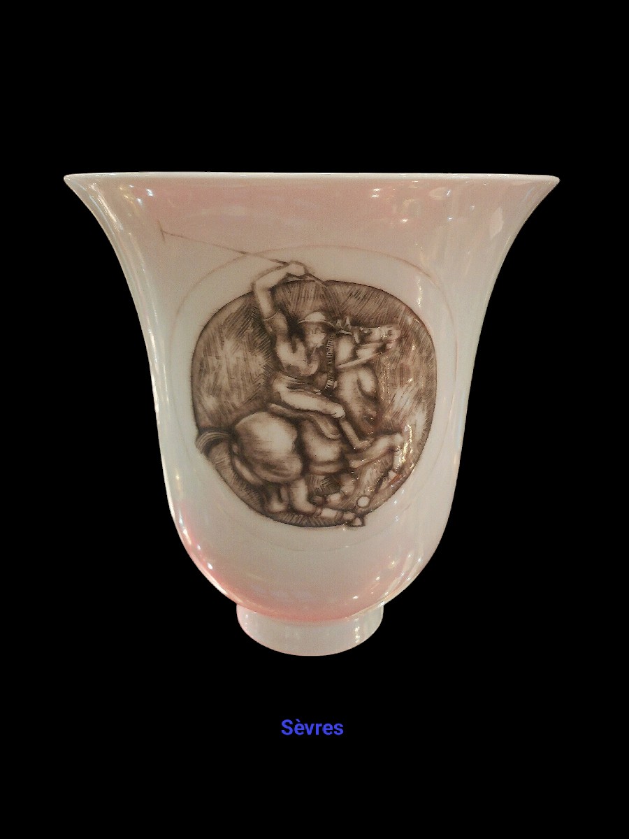 Sèvres Manufacture Porcelain Vase Decorated By Pierre Auguste Gaucher 1939-photo-4