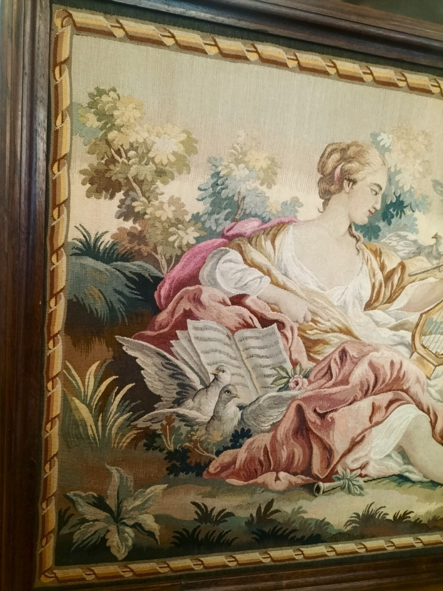 Aubusson Tapestry "the Music Lesson" Napoleon III Period -photo-3