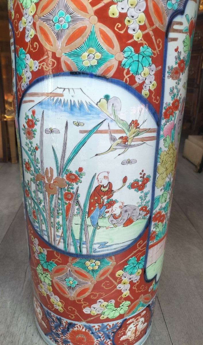 Grand Porte Parapluie En Porcelaine Japon Imari-photo-3