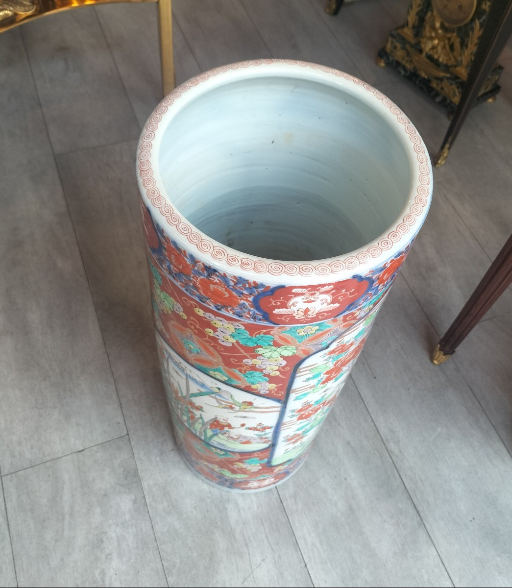 Grand Porte Parapluie En Porcelaine Japon Imari-photo-6
