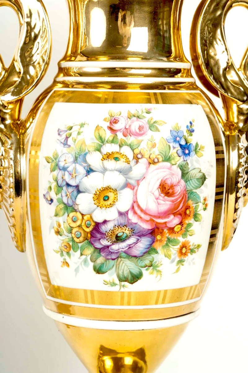 Pair Of Large Paris Porcelain Empire Style Vase-photo-3