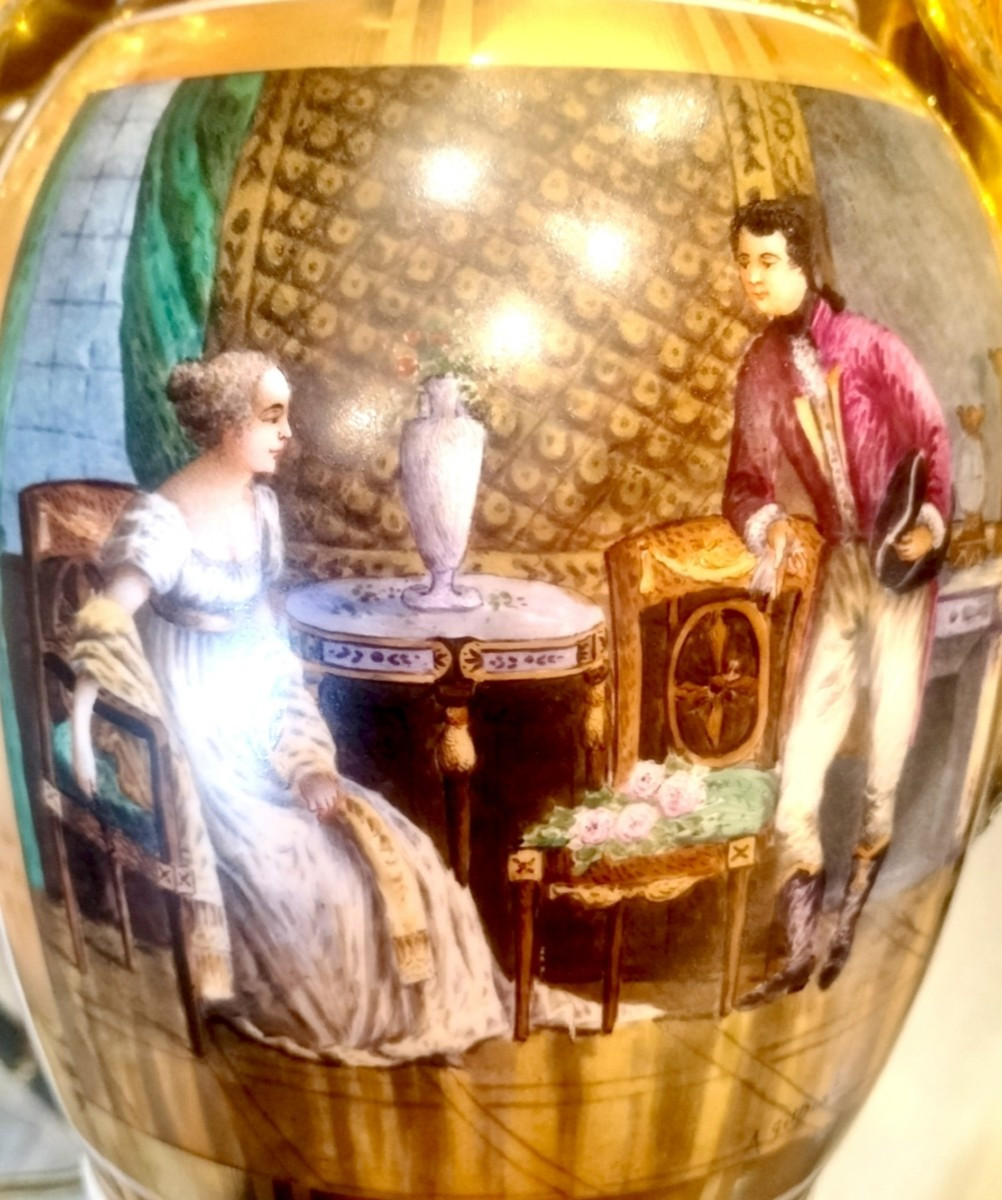 Pair Of Large Paris Porcelain Empire Style Vase-photo-6
