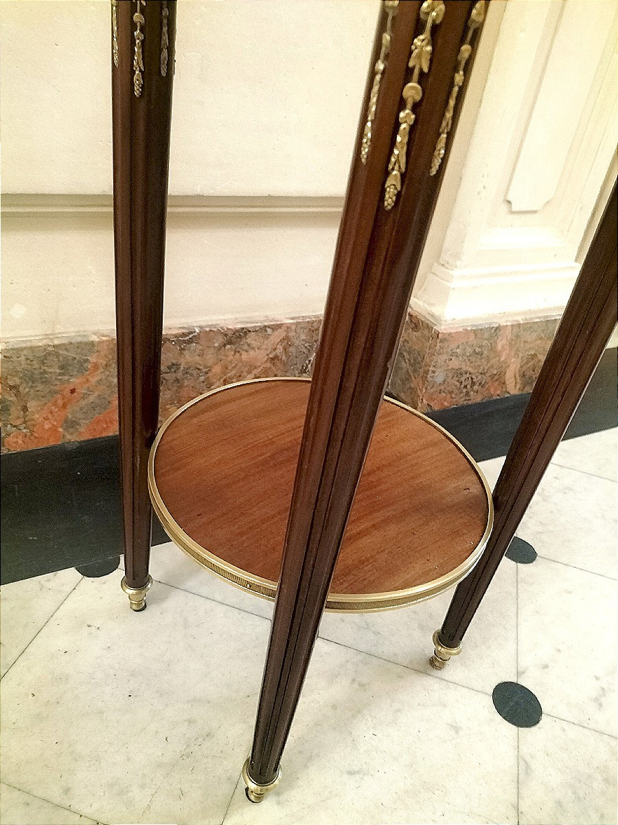 Small Louis XVI Style Mahogany And Gilt Bronze Pedestal Table -photo-4