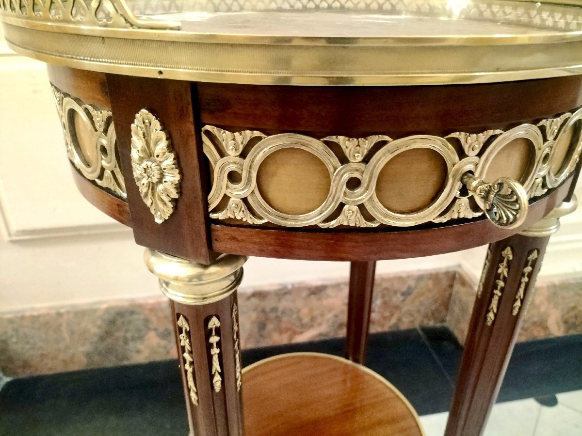 Small Louis XVI Style Mahogany And Gilt Bronze Pedestal Table -photo-3