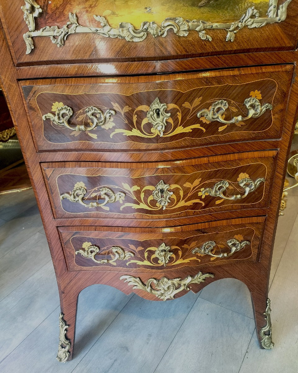 Louis XV Style Secretary, " Vernis Martin ", Early 20th Century -photo-1