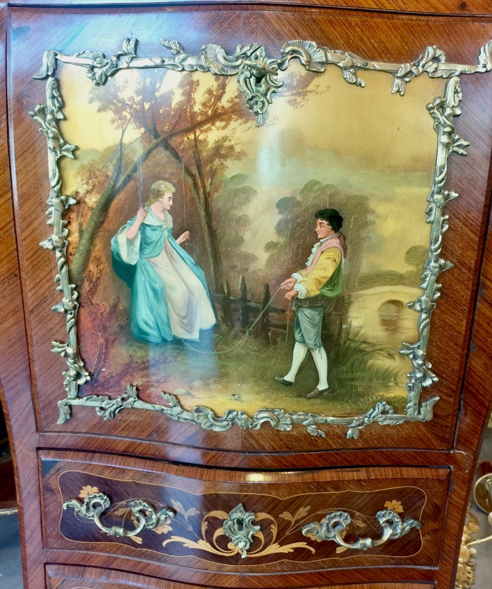 Louis XV Style Secretary, " Vernis Martin ", Early 20th Century -photo-2