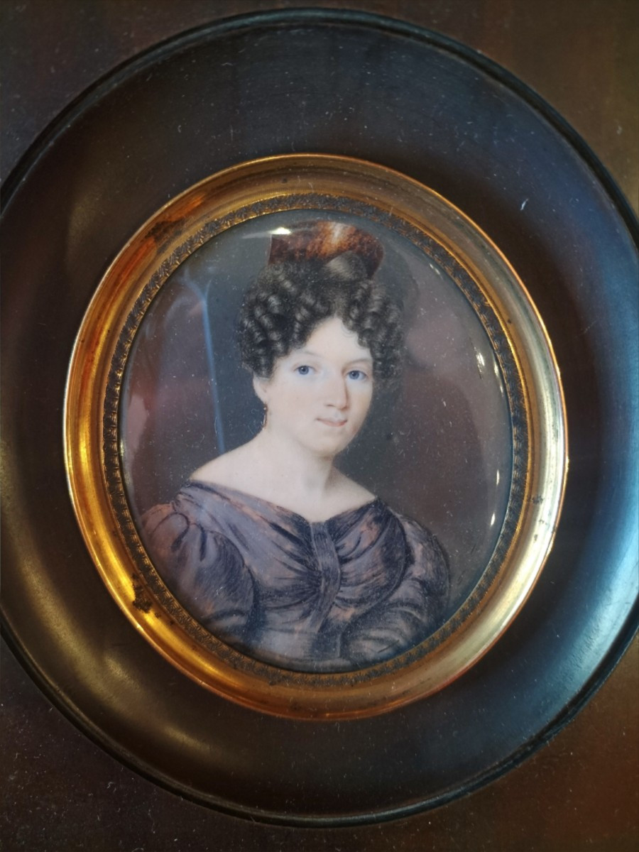 Pair Of Painted Miniatures, 19th Century -photo-3